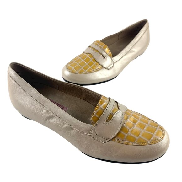 MUNRO Carrie Pearl Leather Yellow Embossed Vamp Loafers **NWOB - Picture 9 of 9